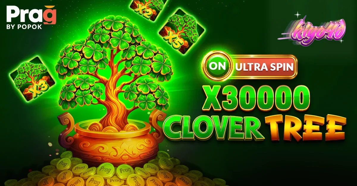 Tampilan visual slot Clover Tree x30000 Prag dengan nuansa Emerald Isle yang misterius.